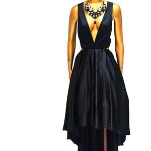 Black Satin Cut-Out High-Low Dress NWT Size M